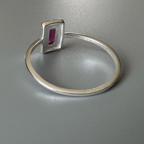 Sterling Silver Created Baguette Ruby Ring - Picture 14 of 17